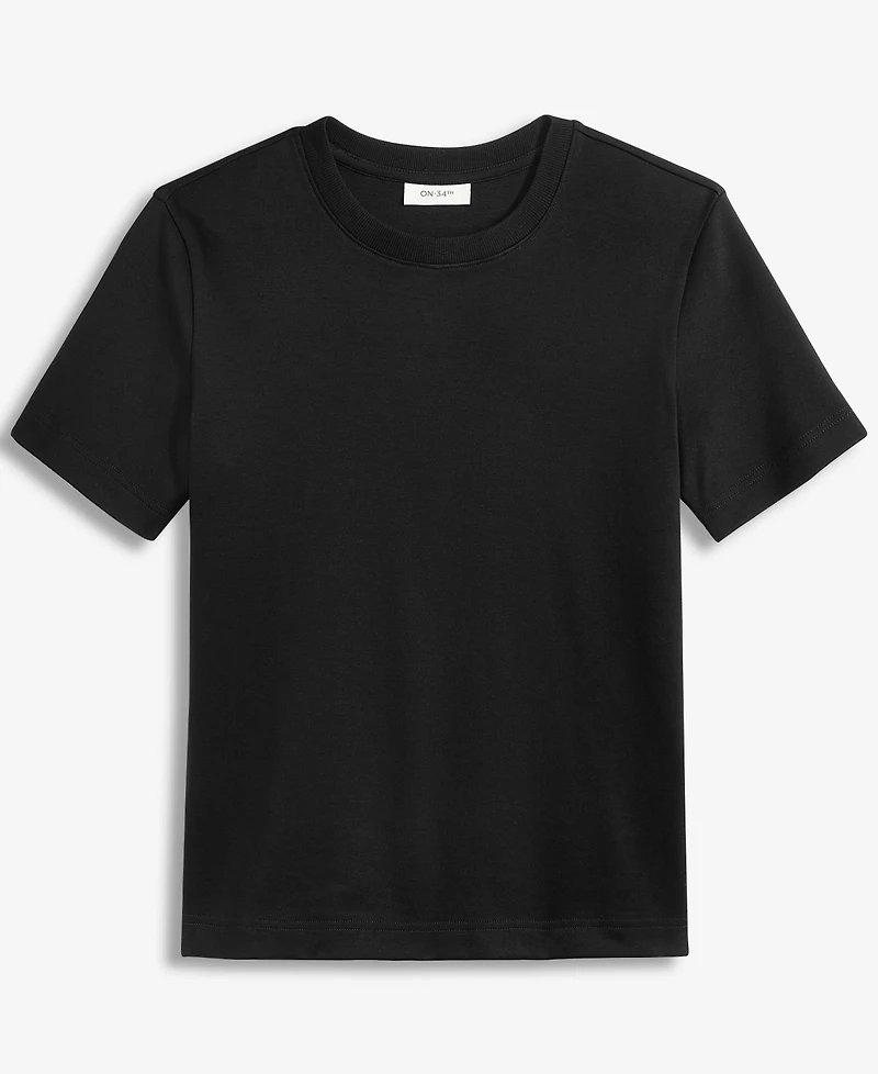 On 34th Women's Essential Crewneck Cotton Short-Sleeve T-Shirt, Macy's Exclusive