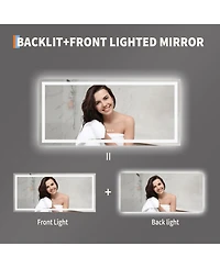 Homfan 60"x 30" Led Bathroom Mirror with Lights, Dimmable, Anti-Fog, Backlit + Front Lit, Smart Bathroom Vanity Mirror for Wall, Memory Func