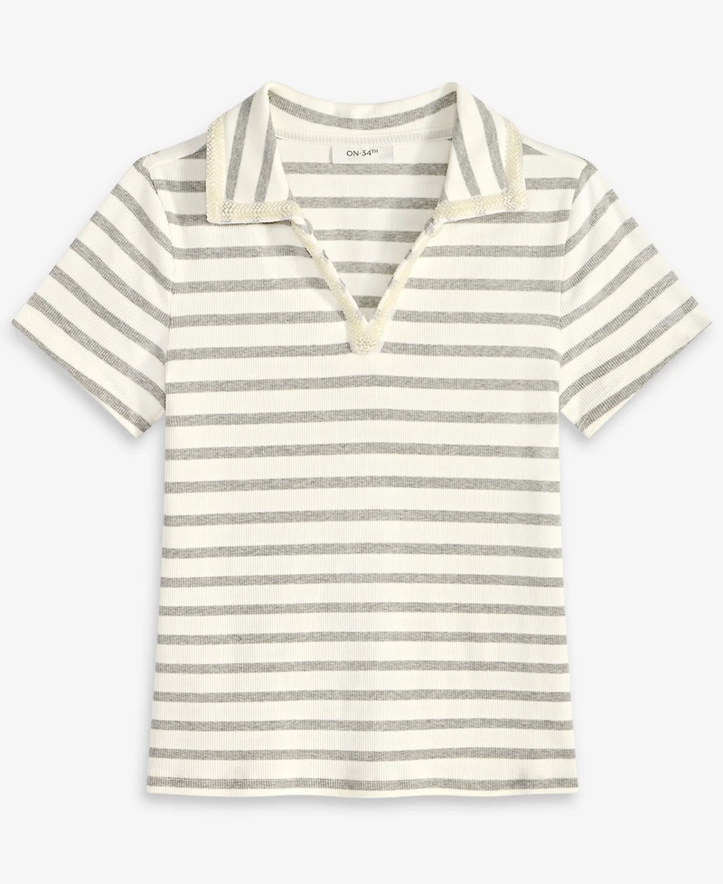 On 34th Women's Embellished Rib Polo Top, Macy's Exclusive