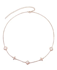 Adornia Rose Gold Mother of Pearl Cz Clover Station Necklace