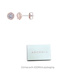 Adornia Rose Gold Cz Halo Stud Earrings