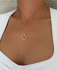 Adornia Rose Gold Cz Curved Nail Ring Necklace