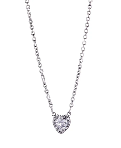 Adornia Silver Cz Halo Heart Necklace