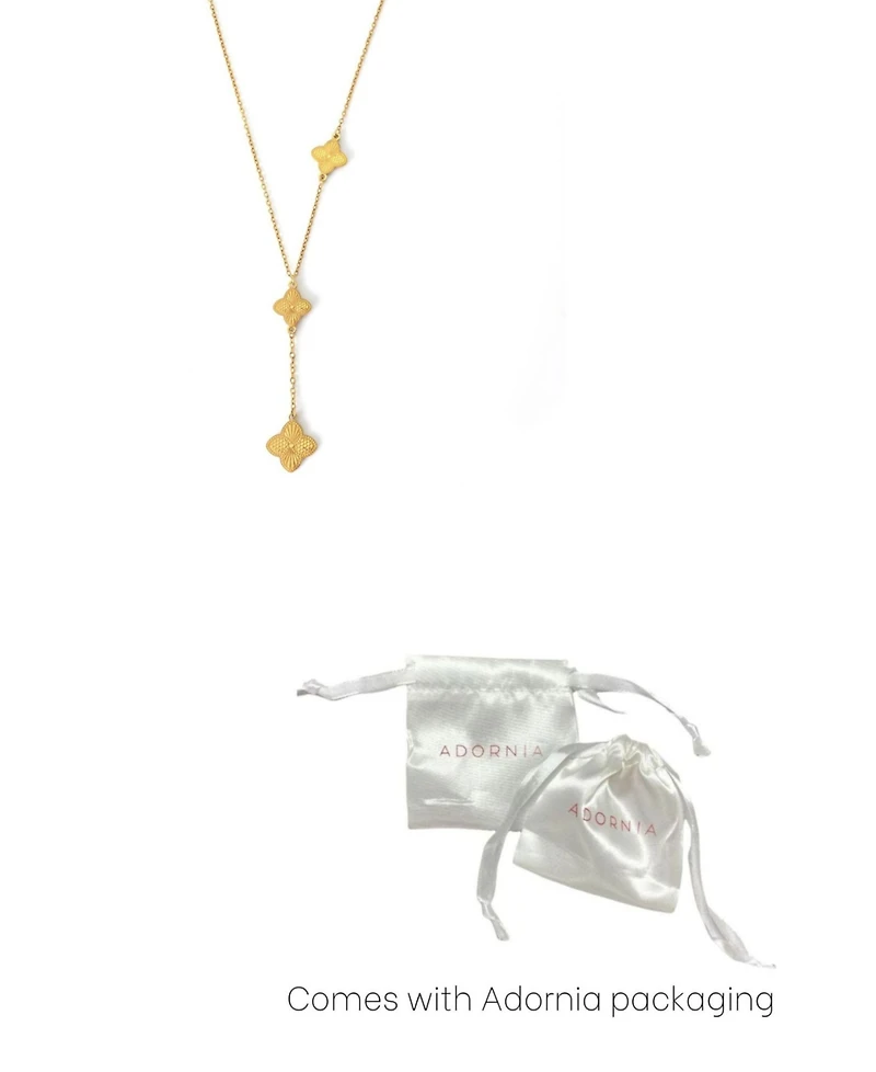 Adornia Tarnish Resistant Gold Pointed 3-Clover Y-Necklace