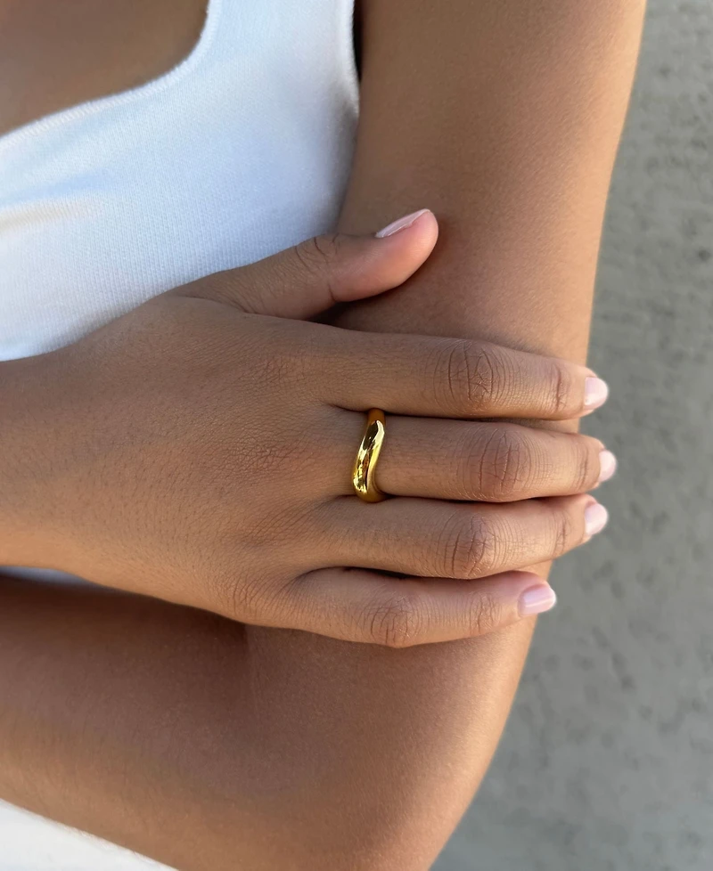 Adornia Tarnish Resistant Gold Curved Band Ring