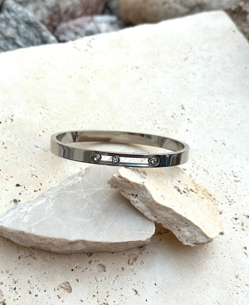 Adornia Tarnish Resistant Silver Sliding Stones Cuff Bracelet