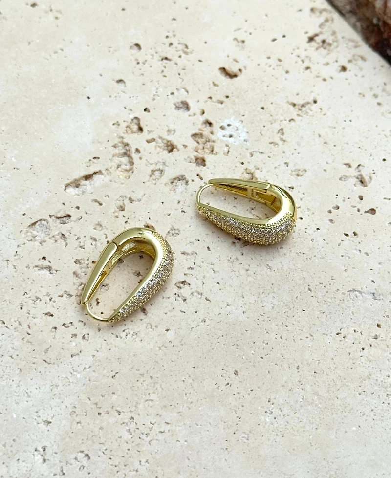 Adornia Gold Cz Secure Hinge Hoop Earrings