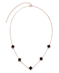 Adornia Rose Gold Black Flower Station Necklace