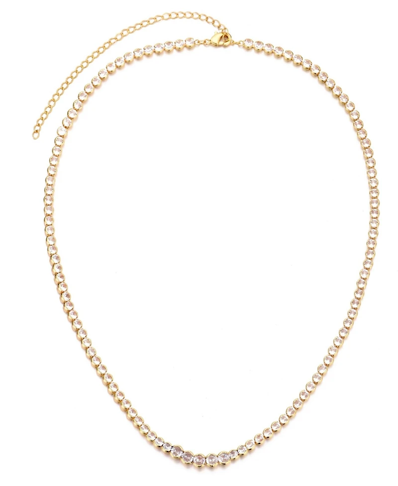 Adornia Gold Crystal Bezeled Tennis Necklace