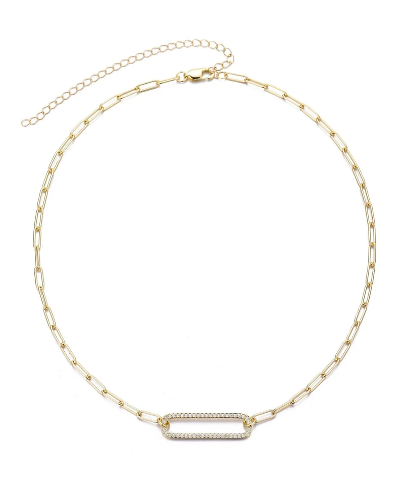 Adornia Gold Cz Rounded Rectangle Pendant Necklace