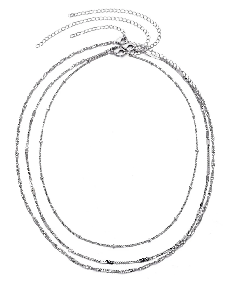Adornia Silver 3-Chain Necklace Set