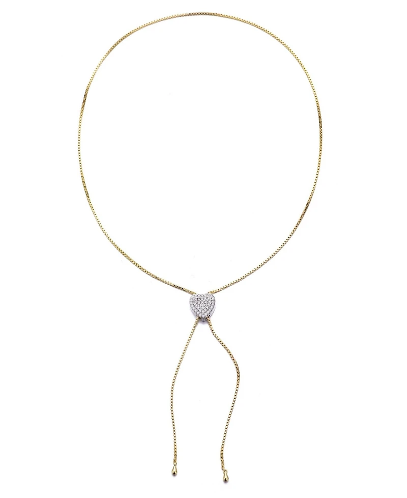 Adornia Gold Cz Heart Bolo Necklace
