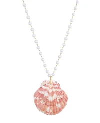 Adornia Gold Pearl Pink Shell Rosary Necklace