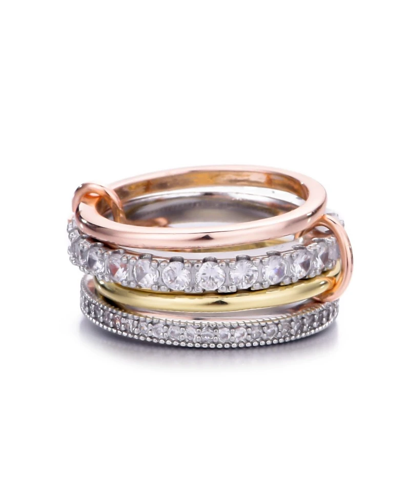 Adornia Crystal Mixed Metal 4-Layer Stack Ring