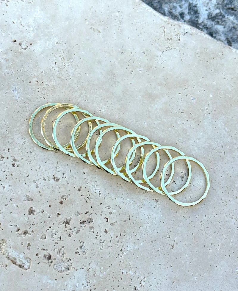 Adornia Gold 10- Ring Hammered Band Set