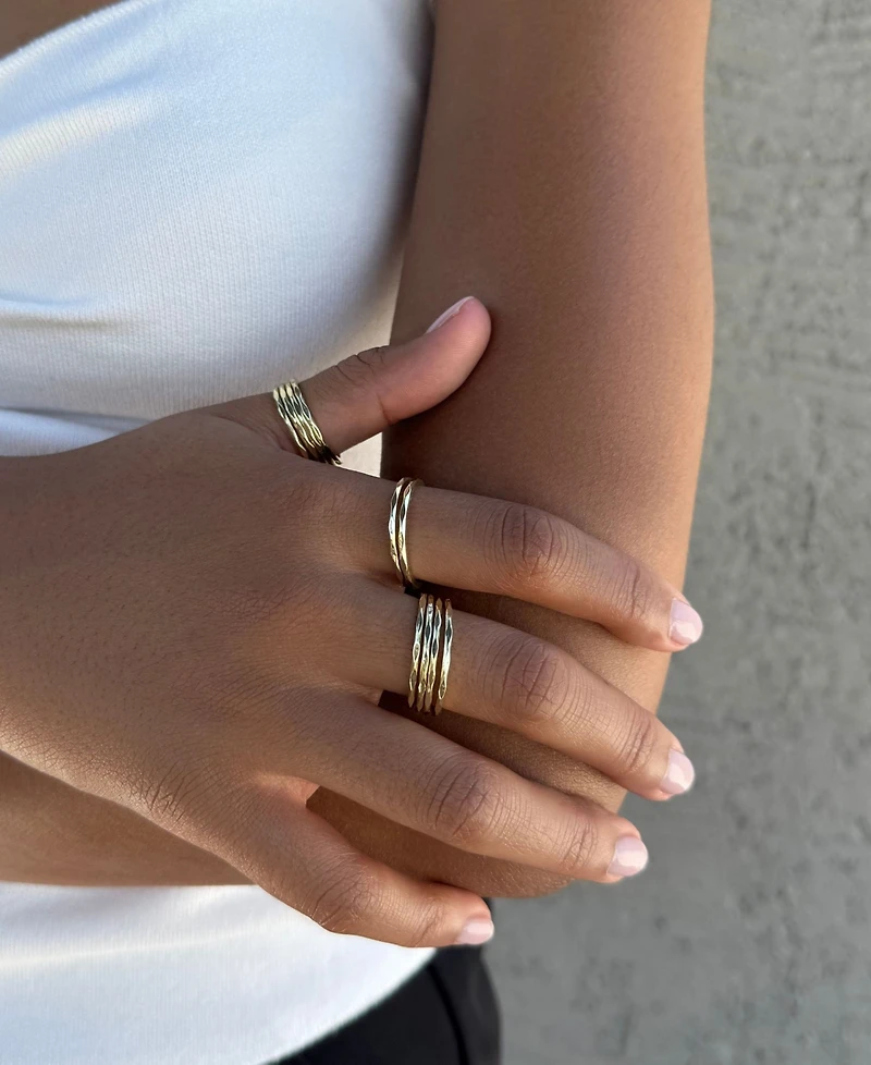 Adornia Gold 10- Ring Hammered Band Set