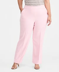 Anne Klein Plus High Rise Pull-On Structured Stretch Pants