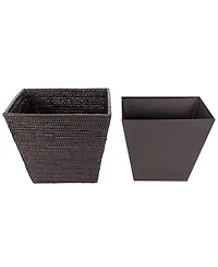 Artifacts Trading Company Rattan Rectangular Tapered Waste Basket with Metal Liner