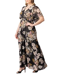 Kiyonna Plus Carmella Flutter Sleeve Gown
