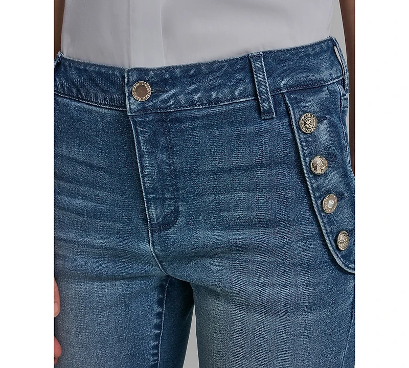 Karl Lagerfeld Paris Petite Mid Rise Denim Pants