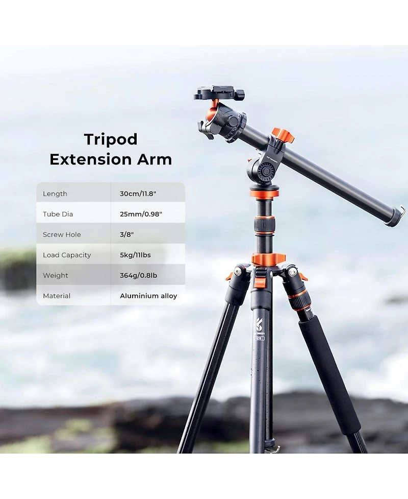 K&F Concept 11.8" Rotatable Multi-Angle Center Column for Camera Tripod