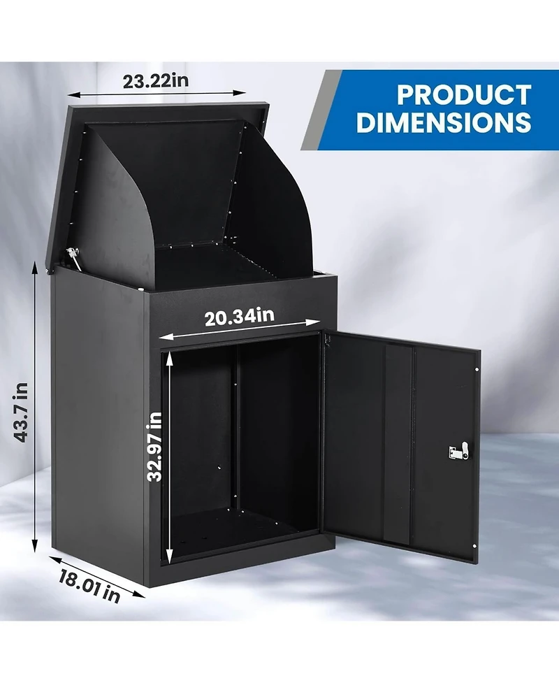 gaomon 43.3" Package Delivery Boxes for Outside,Large Anti Theft Package Delivery Box with Lock