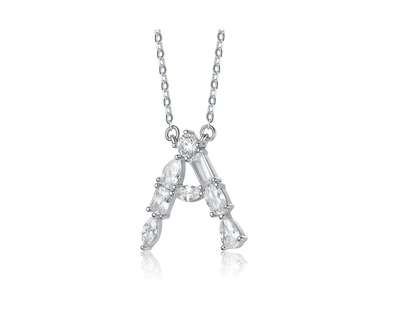 Genevive Brilliant Plated Cubic Zirconia Initial Necklace