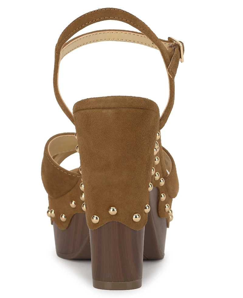 Jessica Simpson Women's Samintia Studded Wooden Platform Sandals