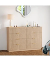 gaomon 8 Drawer Fluted Dresser for Bedroom, 55" Wide Modern Chest of Drawers with Metal Handle, Fluted Wood Tv Stand