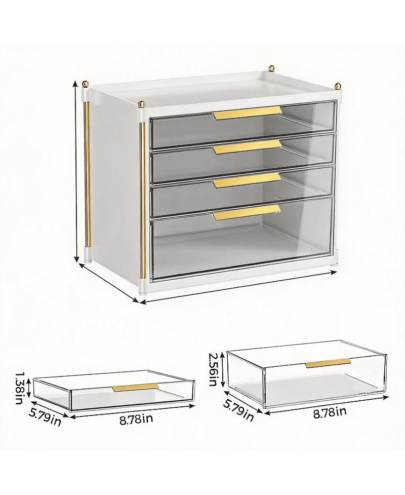 Yigii 4-Drawer Makeup Organizer - Clear Acrylic Vanity Storage