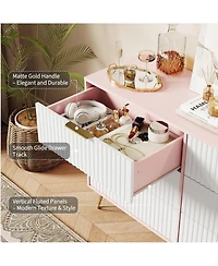 gaomon Fluted Dresser for Bedroom with 6 Drawers,47'' Wide Modern Chest of Wooden Drawers with Metal Handle,Wide Clothes Storage Organizer