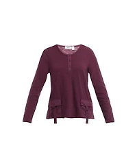 Wilt Clothing Women's U Neck Button Placket Tee