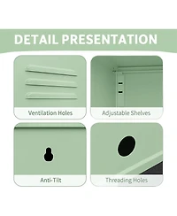 gaomon Metal Locker Nightstand with Door & Shelf, Modern Steel Bedside Storage Cabinet