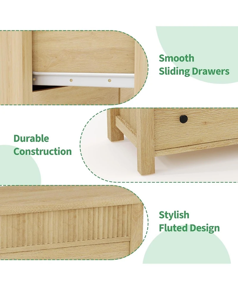 gaomon 7 Drawer Dresser for Bedroom, Wooden Chest of Drawers, Fluted Tv Stand, Storage Organizer for Living Room, Hallway and Entryway