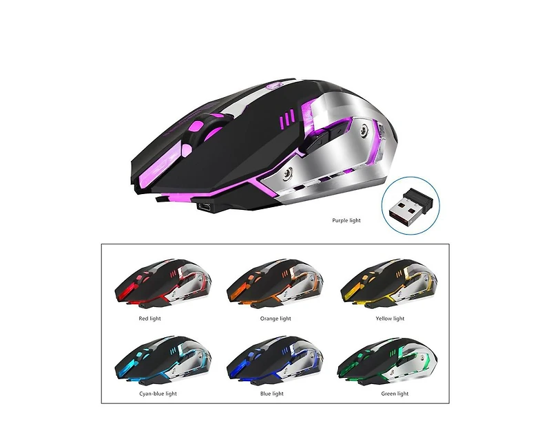 Risokeys Gaming Mouse-2.4G Wireless Rechargeable Mouse, 7-Color Rgb Backlit, 4 Adjustable Dpi, Ergonomic Design for Pc, Laptop, Gamers & Office Users