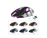 Risokeys Gaming Mouse-2.4G Wireless Rechargeable Mouse, 7-Color Rgb Backlit, 4 Adjustable Dpi, Ergonomic Design for Pc, Laptop, Gamers & Office Users