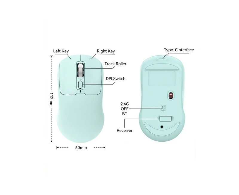 Risokeys Rechargeable Dual-Mode Wireless Mouse, Minimalist Design, Easy to Use, Universal for Laptops, Ideal for Office.