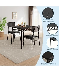 gaomon 3-Piece Dining Table Set for 2 with Storage Rack, Wood Kitchen Upholstered Chairs of