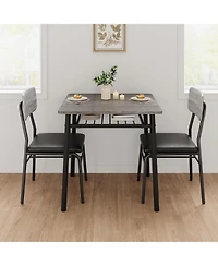 gaomon 3-Piece Dining Table Set for 2 with Storage Rack, Wood Kitchen Upholstered Chairs of