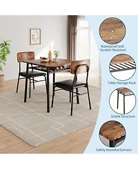 gaomon 3-Piece Dining Table Set for 2 with Storage Rack, Wood Kitchen Upholstered Chairs of