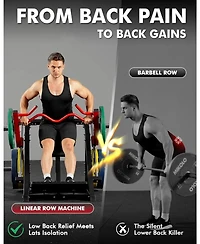 Mikolo Linear Row Machine, Plate-Loaded Back Workout Machine for Home Gym, Linear Bearing Row Machine for Lat & Upper Back Training