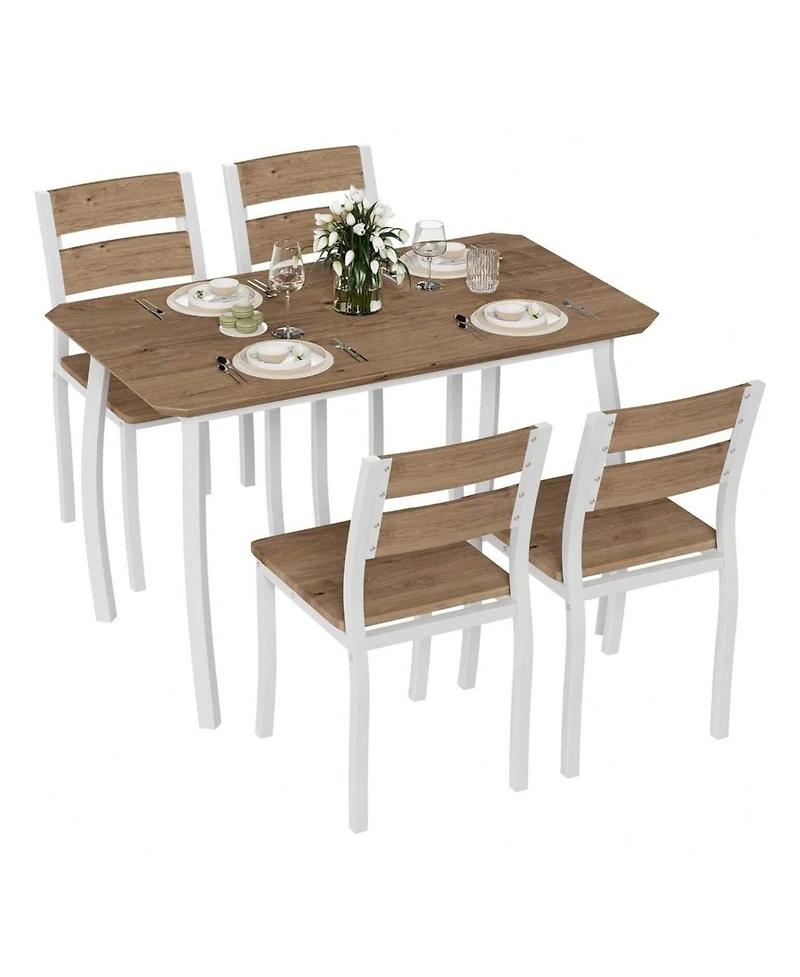 Gaomon Kitchen Table Dining Table Set For 4 5 Piece Metal Frame Kitchen Table And Chair Set for Dining Room