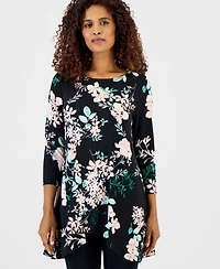 Jm Collection Women's Printed 3/4-Sleeve Knit Top, Macy's Exclusive