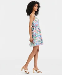 Invitee Juniors' Printed Sleeveless Fit & Flare Dress