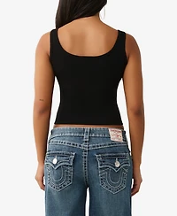 True Religion Women's Crystal Square Neck Rib Tank