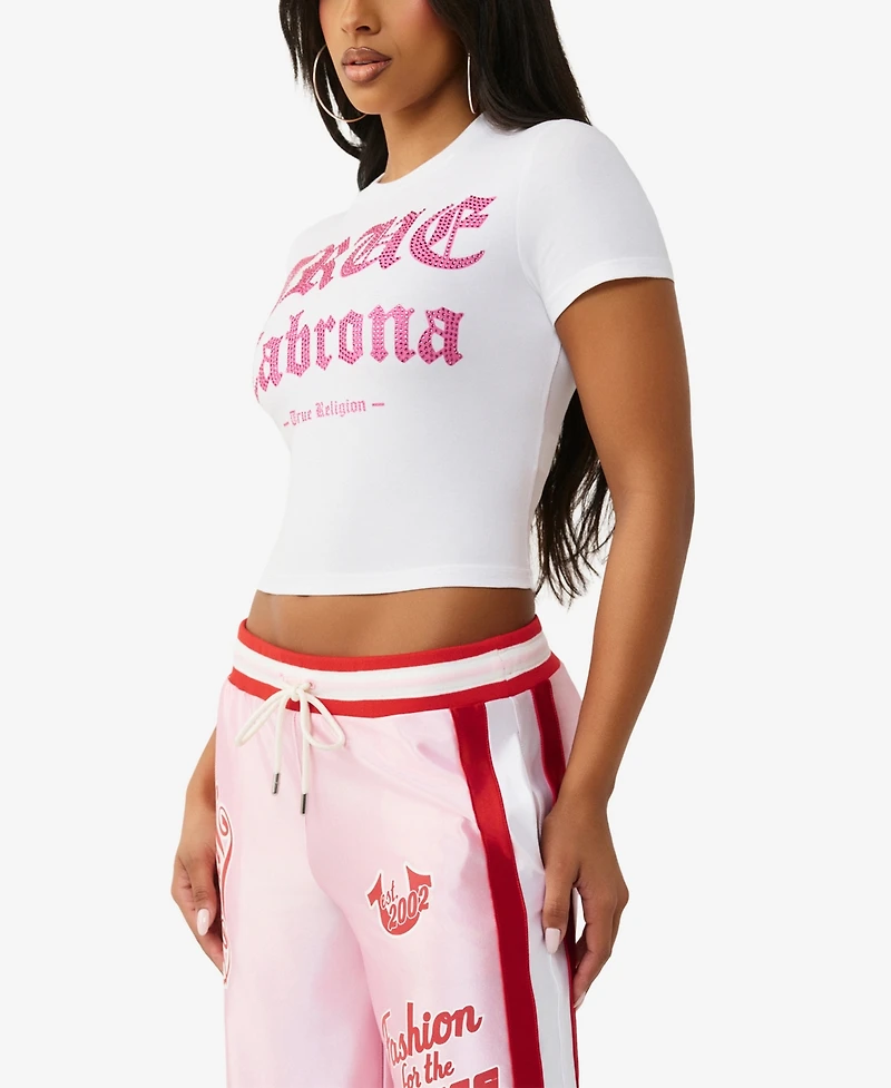 True Religion Women's Crystal Slogan Baby T-Shirt