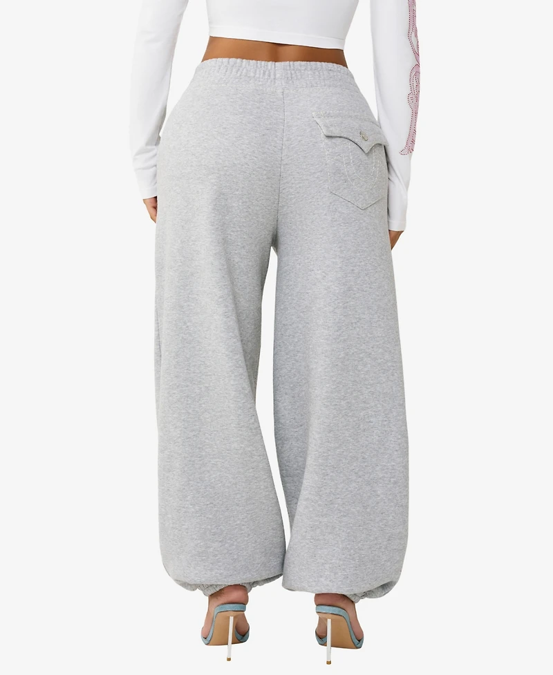 True Religion Women's Big T Crystal Baggy Jogger Pants