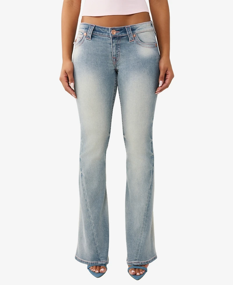 True Religion Women's Joey Low Rise Flare Flap Jeans