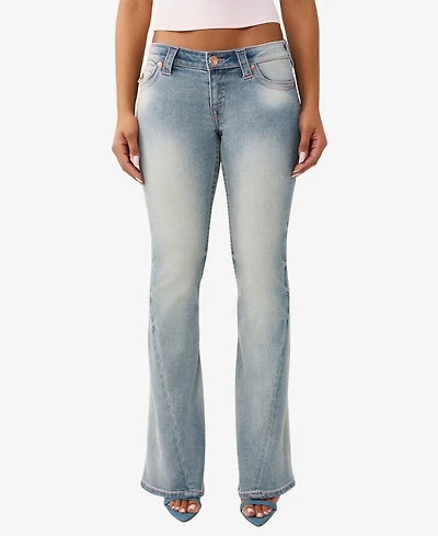 True Religion Women's Joey Low Rise Flare Flap Jeans
