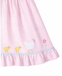 Florence Eiseman Baby Girl Stripe Knit Dress With Flowers, Hen & Chicks